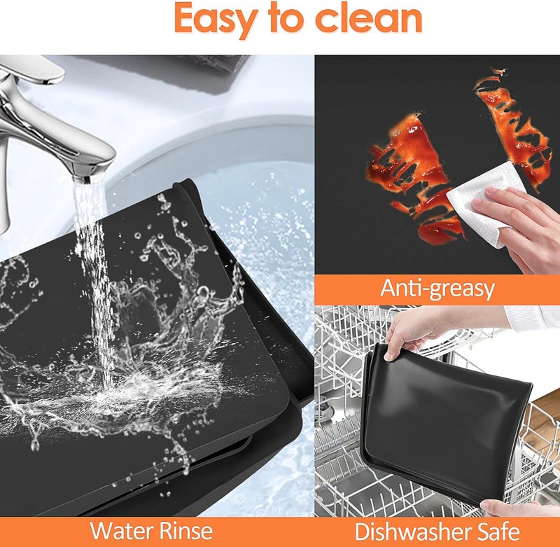 TOHONFOO Silicone Coffee Maker Mat with Lip, 19.7'' x 15'' Heavy Duty Coffee Maker Mat for Countertops, Coffee Tray Fit Under Coffee Machine Appliance Automatic Machines Espresso Accessory, Black - Image 5